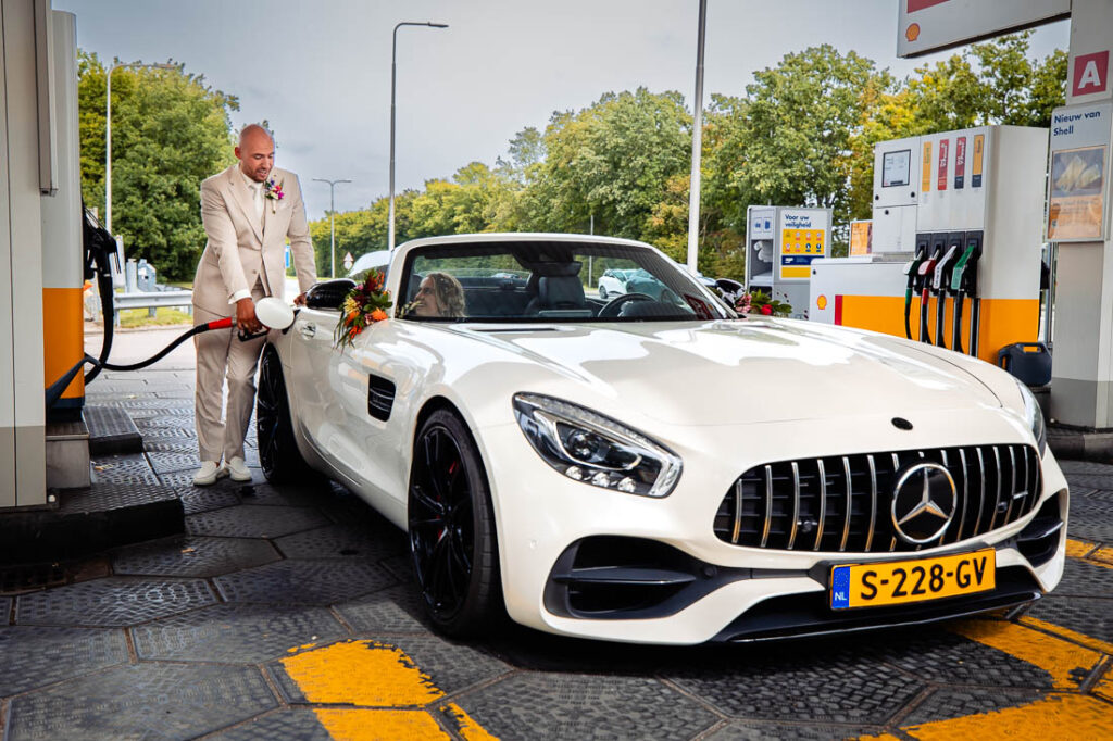trouwauto tankstation schiedam